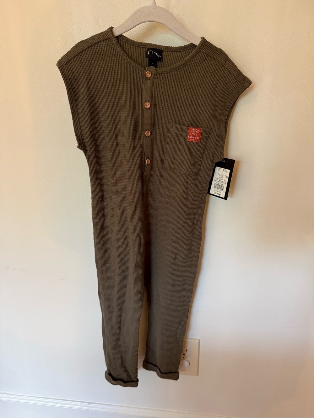 art class Olive Waffle Knit Sleeveless Jumpsuit